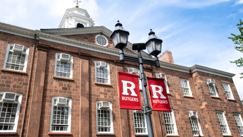 Block R banners in front of Old Queens