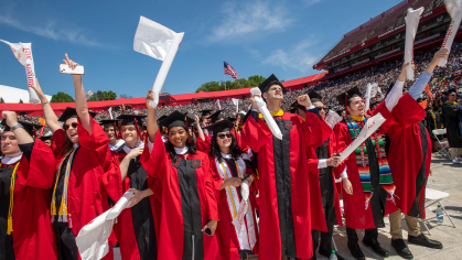 Happy graduates at Commencement